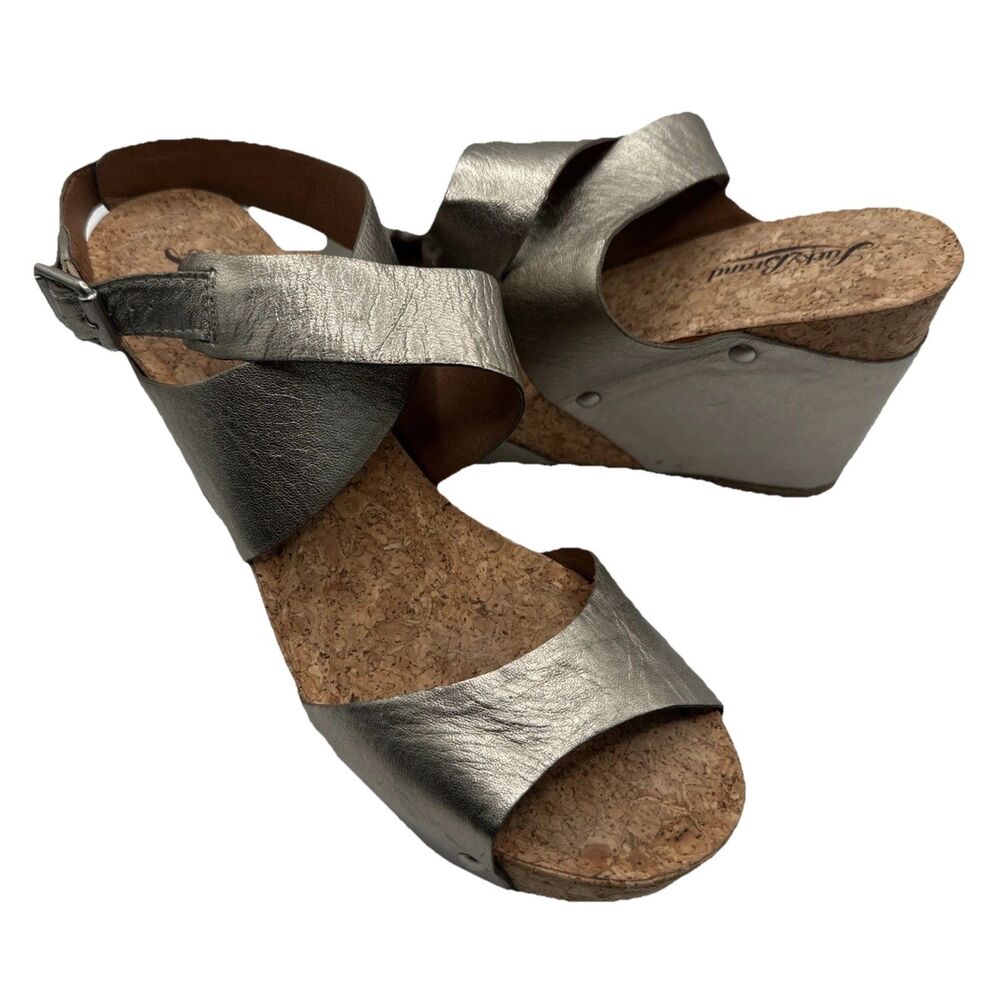 Lucky Brand Lk Moran 8 1/2 Metallic Wrap Sandals Wedge